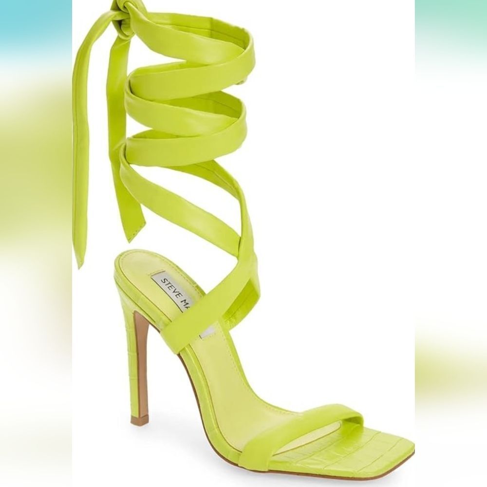 Steve Madden Utilize Tie Up Stiletto in Neon Yellow